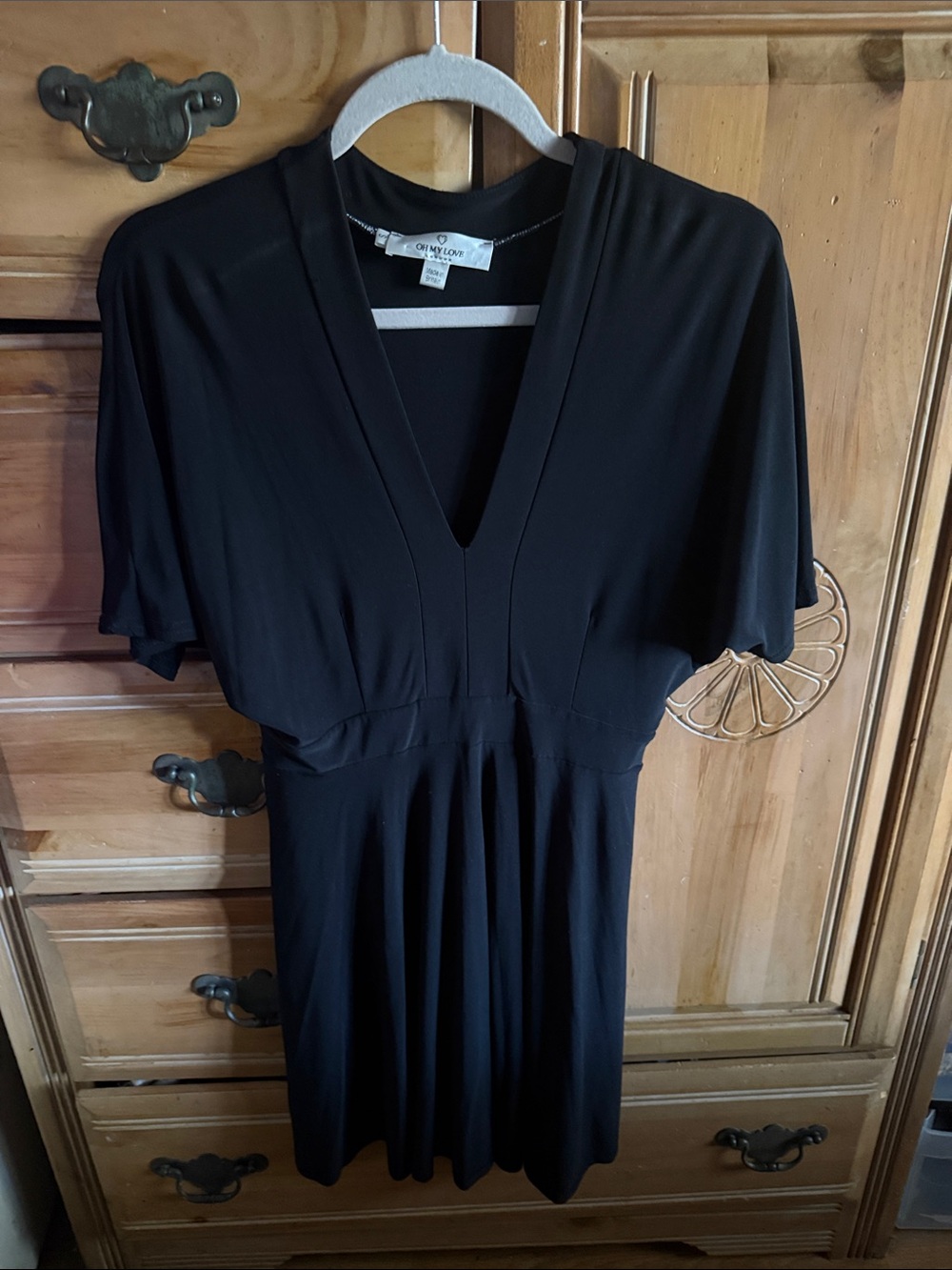 Oh My Love Black V-Neck Flutter Sleeve Mini Dress